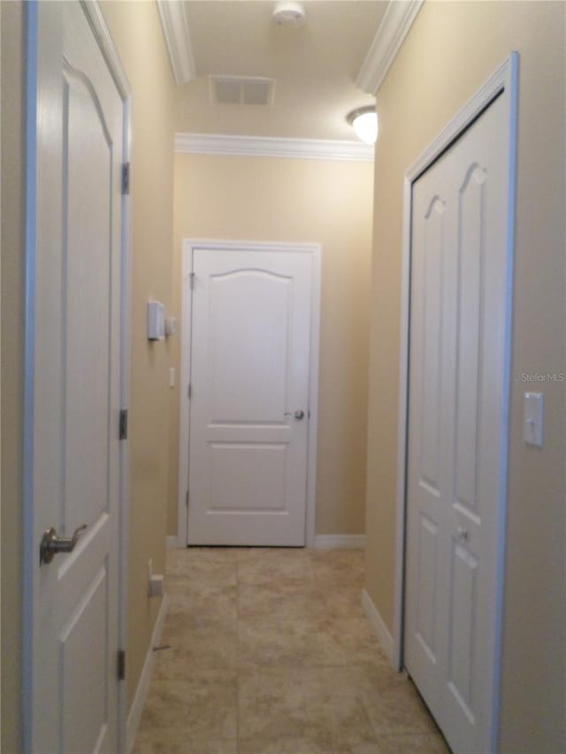 hallway with ornamental molding