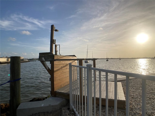 view of dock featuring a water view