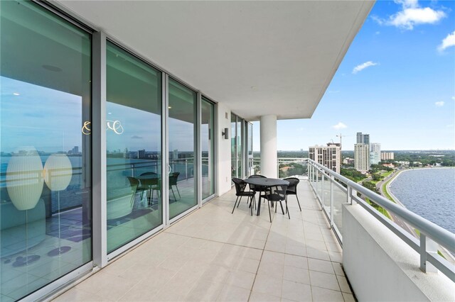 balcony with a water view