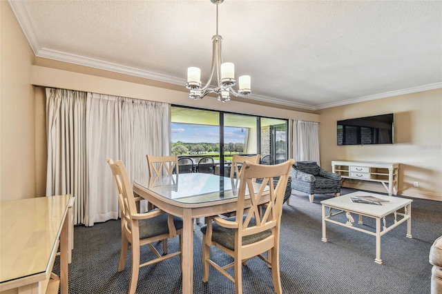 36750 US Highway 19 N Unit 04308, Palm Harbor, FL 34684 - carpeted dining room featuring a chandelier, a textured ceiling, and crown molding
