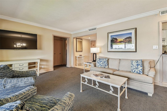 36750 US Highway 19 N Unit 04308, Palm Harbor, FL 34684 - carpeted living room with visible vents, crown molding, and baseboards