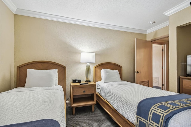 36750 US Highway 19 N Unit 04308, Palm Harbor, FL 34684 - carpeted bedroom with crown molding, a textured wall, and visible vents