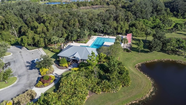 bird's eye view featuring a water view