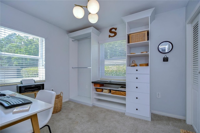 carpeted office space featuring a wealth of natural light