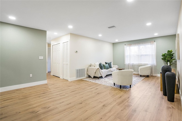 living room featuring light hardwood / wood-style flooring