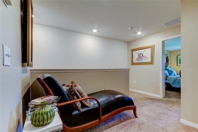 sitting room featuring carpet