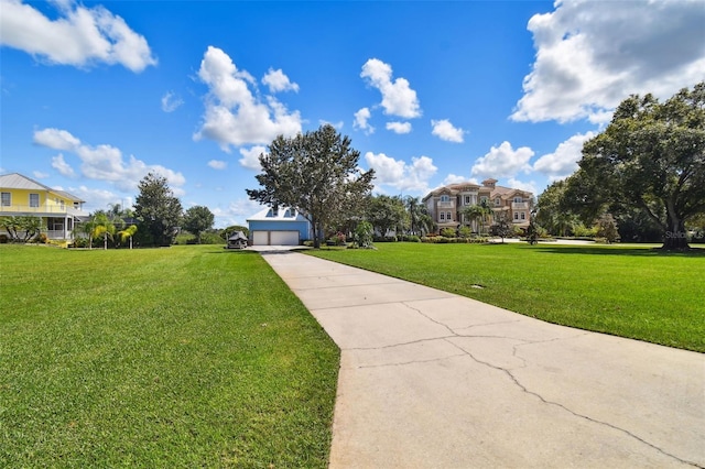 view of front facade with a front lawn and a garage