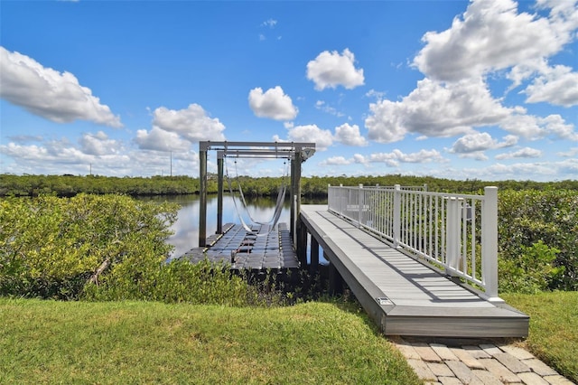 view of dock featuring a water view