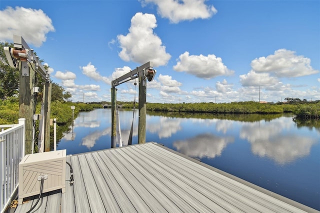 dock area with a water view