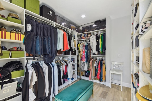 spacious closet featuring light wood-type flooring