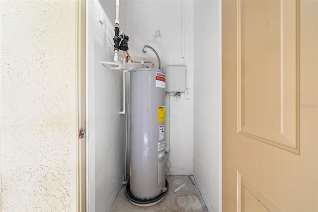 utility room with water heater