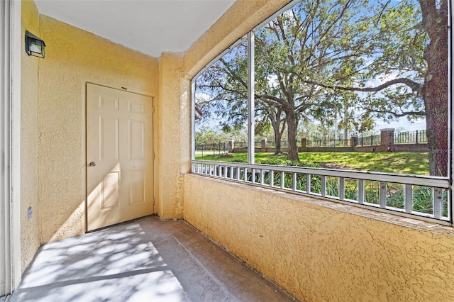 view of unfurnished sunroom