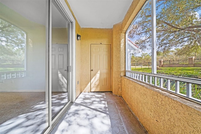 view of unfurnished sunroom