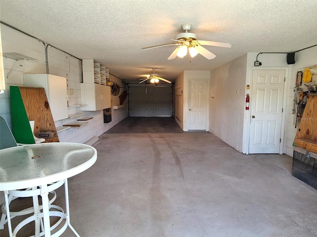 interior space with a ceiling fan