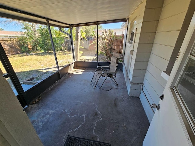 view of unfurnished sunroom