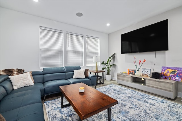 living room featuring light hardwood / wood-style floors