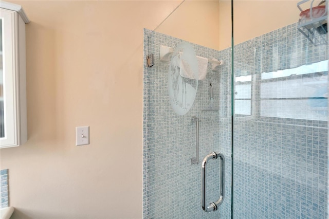 bathroom featuring walk in shower