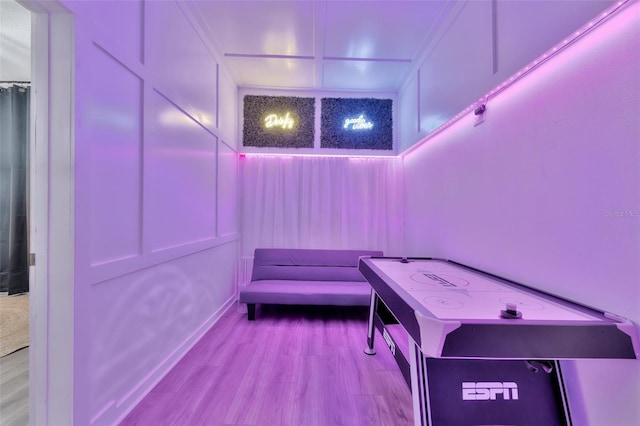 view of sauna / steam room with hardwood / wood-style floors