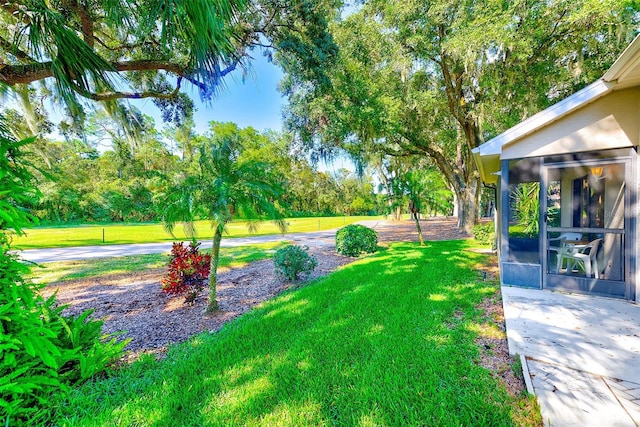 view of yard featuring a sunroom