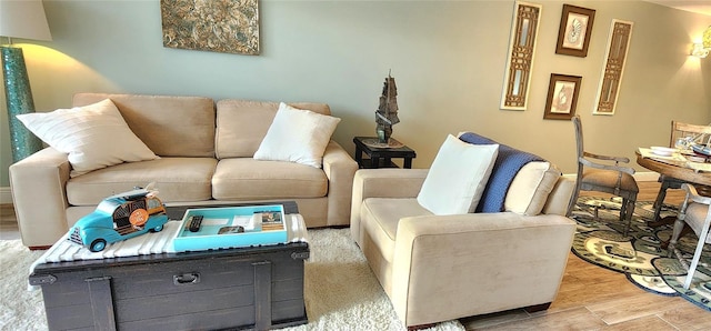 living room featuring light wood-type flooring