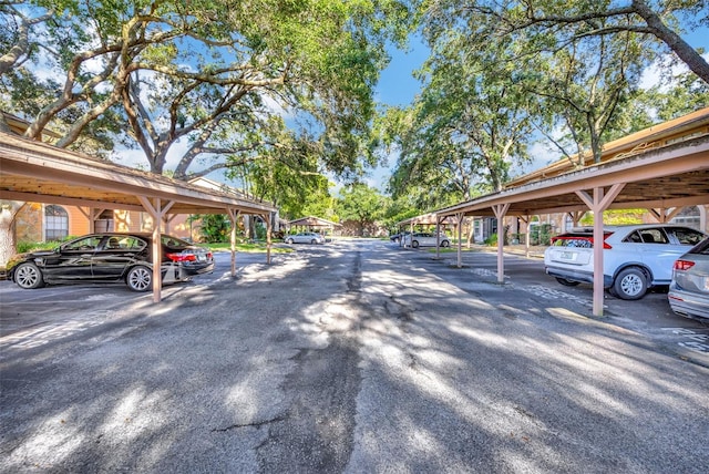 view of parking with a carport