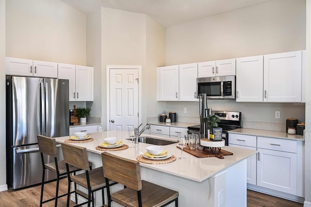 kitchen with white cabinets, stainless steel appliances, and sink