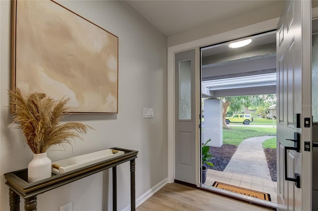 entryway with light wood-type flooring