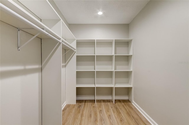 walk in closet featuring light hardwood / wood-style flooring