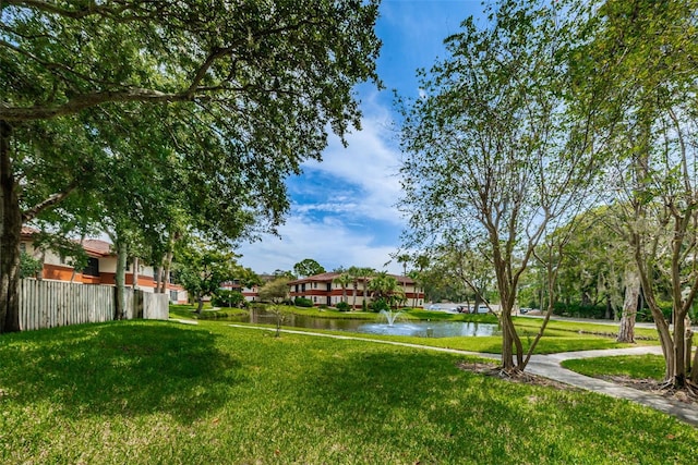 view of yard featuring a water view