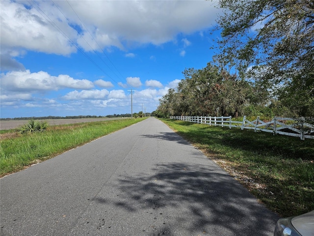 view of road featuring a rural view