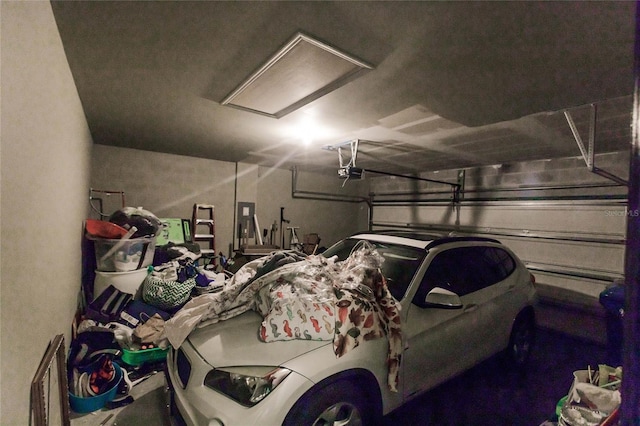 garage with a garage door opener