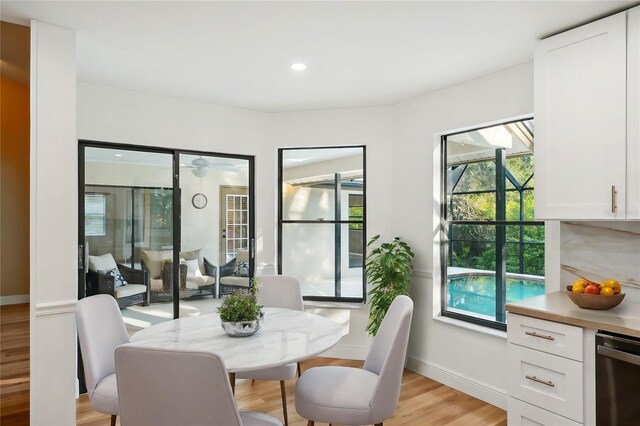 dining room featuring light hardwood / wood-style floors