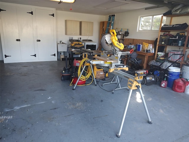 garage featuring sink