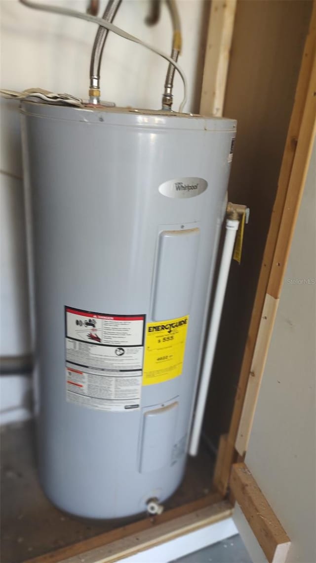 utility room featuring water heater