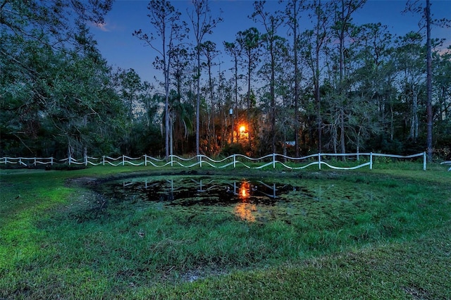 view of yard at dusk