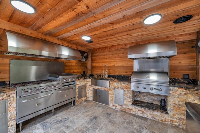 view of patio / terrace with grilling area, sink, and area for grilling