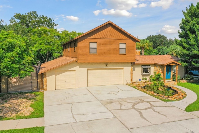 front facade with a garage