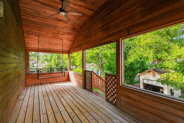 deck featuring ceiling fan