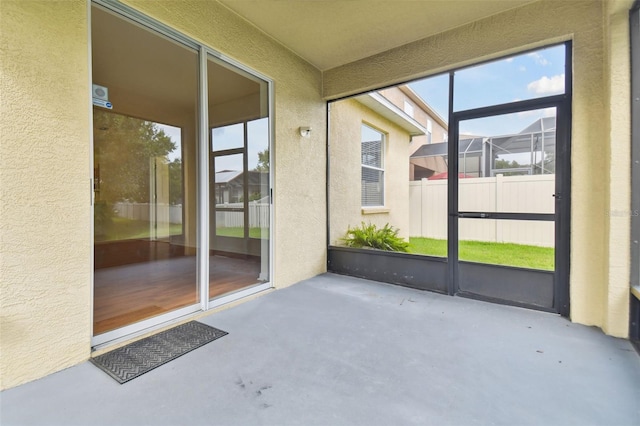 view of unfurnished sunroom