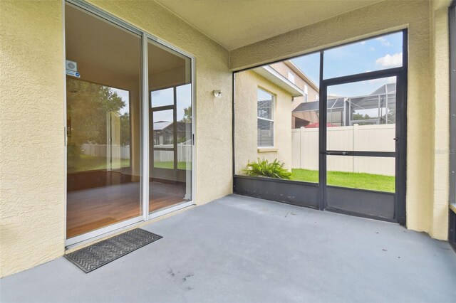 view of unfurnished sunroom