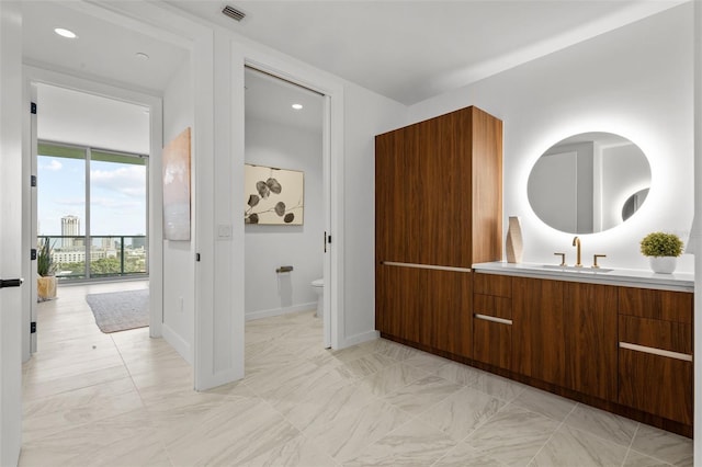 bathroom with vanity and toilet