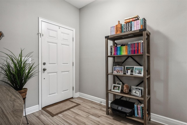 foyer with light hardwood / wood-style floors