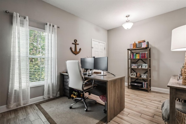 office featuring light hardwood / wood-style floors