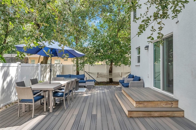 deck featuring an outdoor hangout area