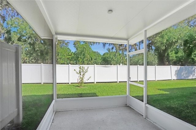 view of unfurnished sunroom