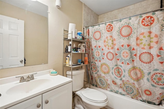 full bathroom with vanity, toilet, and shower / bath combo