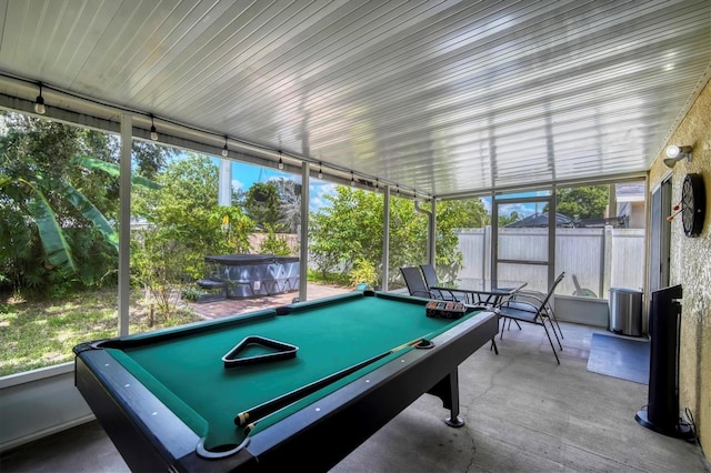 playroom with concrete flooring and pool table