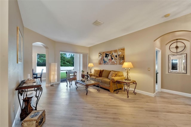 living room featuring light hardwood / wood-style floors