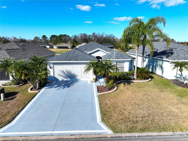 ranch-style home featuring a front yard