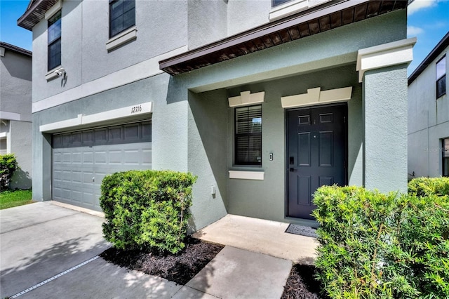 entrance to property with a garage